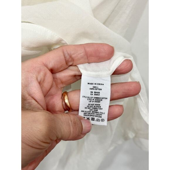 Theory 100% Cotton Short Sleeve Semi Sheer Button-Up Shirt Top White Women's S - Picture 4 of 4